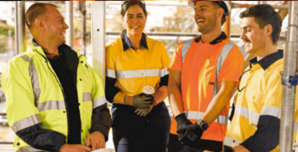 Work crew wearing high-visibility safety vests